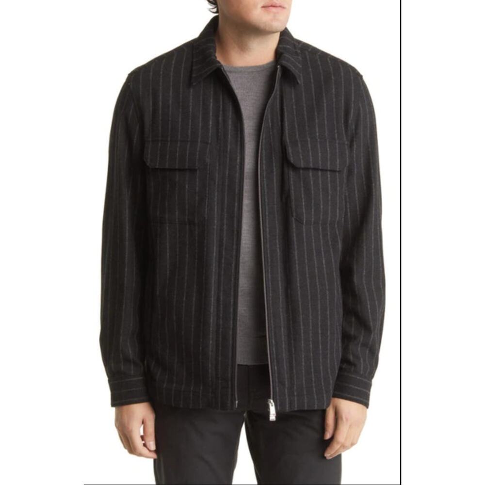 BOSS Black Pinstripe Wool Tailored Carper Jacket Size 40R